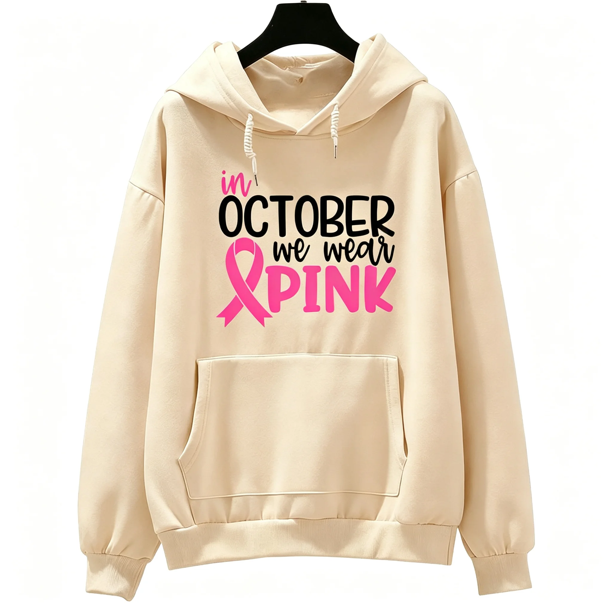 Im Oktober tragen wir das „We Wear Pink“-Sweatshirt, ich bin ein Überlebender, Kleidung, Team, Motivation, langärmliges Shirt zur Sensibilisierung für Krebs, Damen-Shirt. – Detail 13