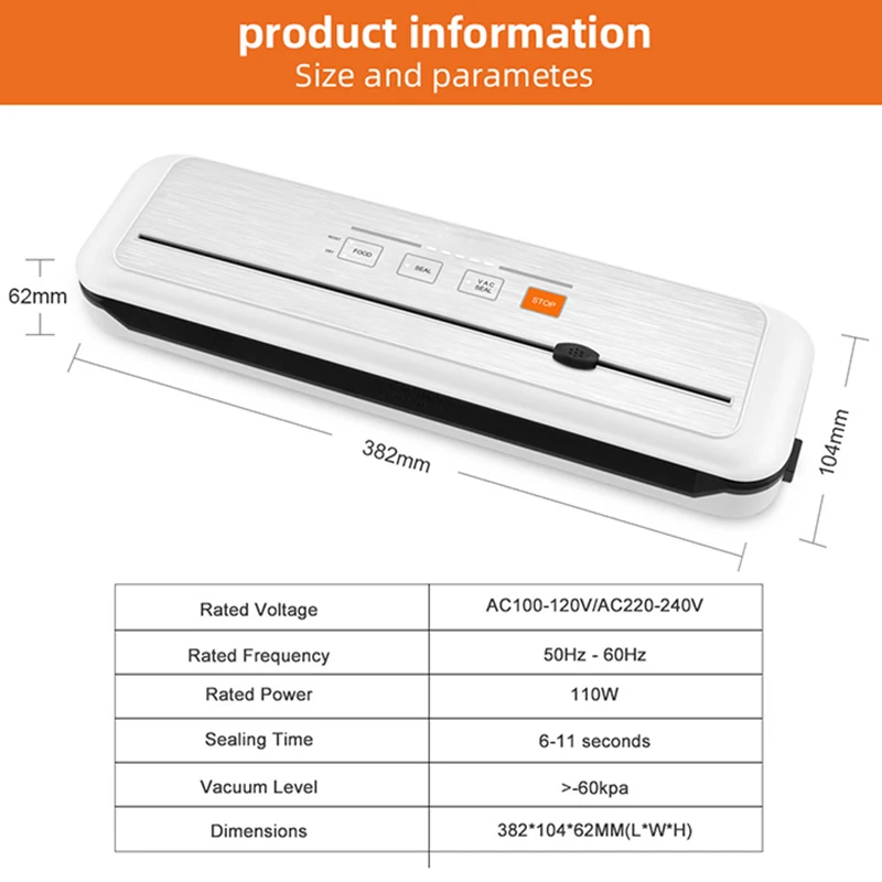 Electric Vacuum Packing Machine Sous Vide Vacuum Sealer For Food Storage New Food Packer Vacuum Bags for Vacuum Packaging