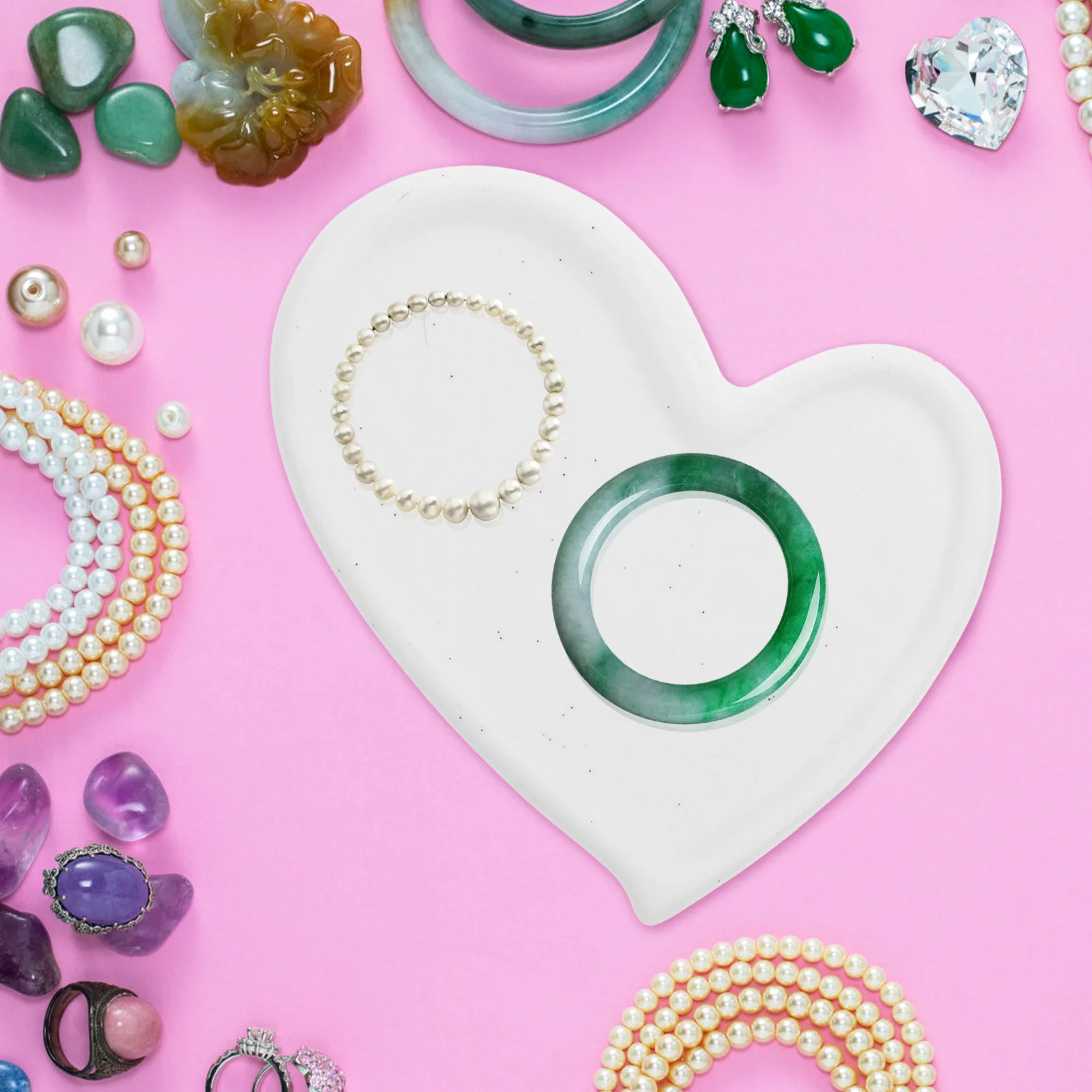 

Ceramic Jewelry Tray Love Shape Decorative Ring Dish for Keys Earrings Necklace Storage Home Bedroom Bathroom Organizer