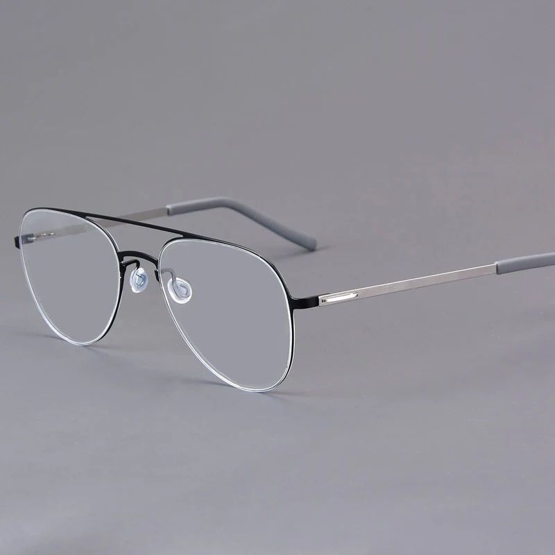 أزياء الرجال الطيار البيضاوي التيتانيوم النقي النظارات الإطار خفيفة المسمار النساء مزدوجة شعاع النظارات خفيفة الوزن مشهد Gafa