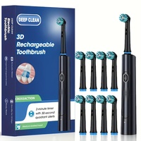Smart Rotating Timing Electric Toothbrush, Rechargeable Rotary Toothbrush with 4 Heads, 5 Modes Setting Teeth Whitening Oral