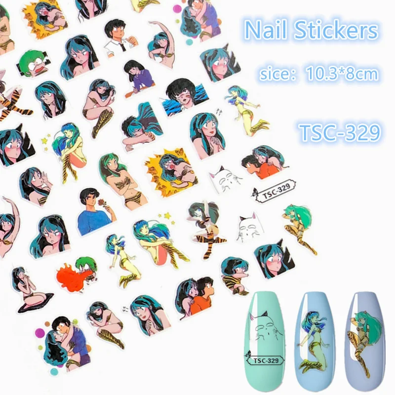 Newest TSC-329 anime characters series 3d nail art sticker nail decal stamping export japan designs rhinestones