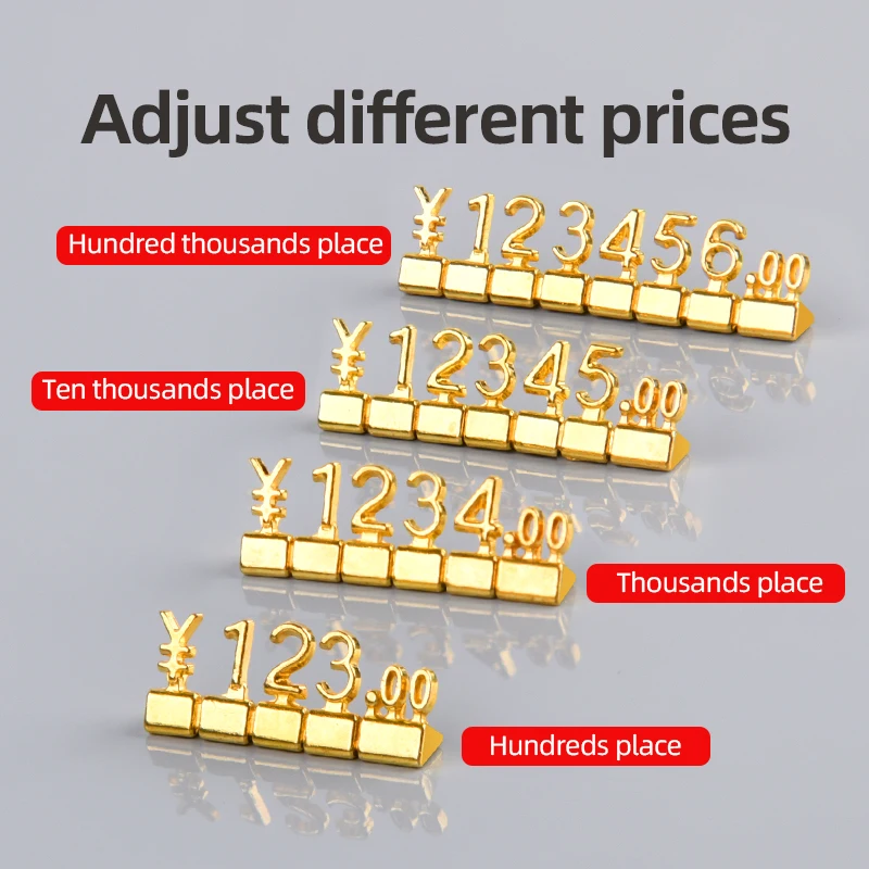 Boxed Combined Price Label Euro Snap Number Digit Cubes Stick For Clothes Phone Laptop Jewelry Showcase Counter Display Sign