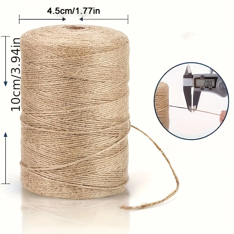 2mm Diameter, 656ft Length -Heavy Duty Jute Rope, Durable for DIY Crafts, Home Decor, Gardening, Bundling & Outdoor Use - Strong image 2