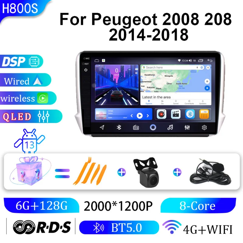 

For Peugeot 2008 208 2014 2015-2018 Car Multimedia Player Android Car Player GPS WIFI Carplay 4G Car Radio Navigation Stereo