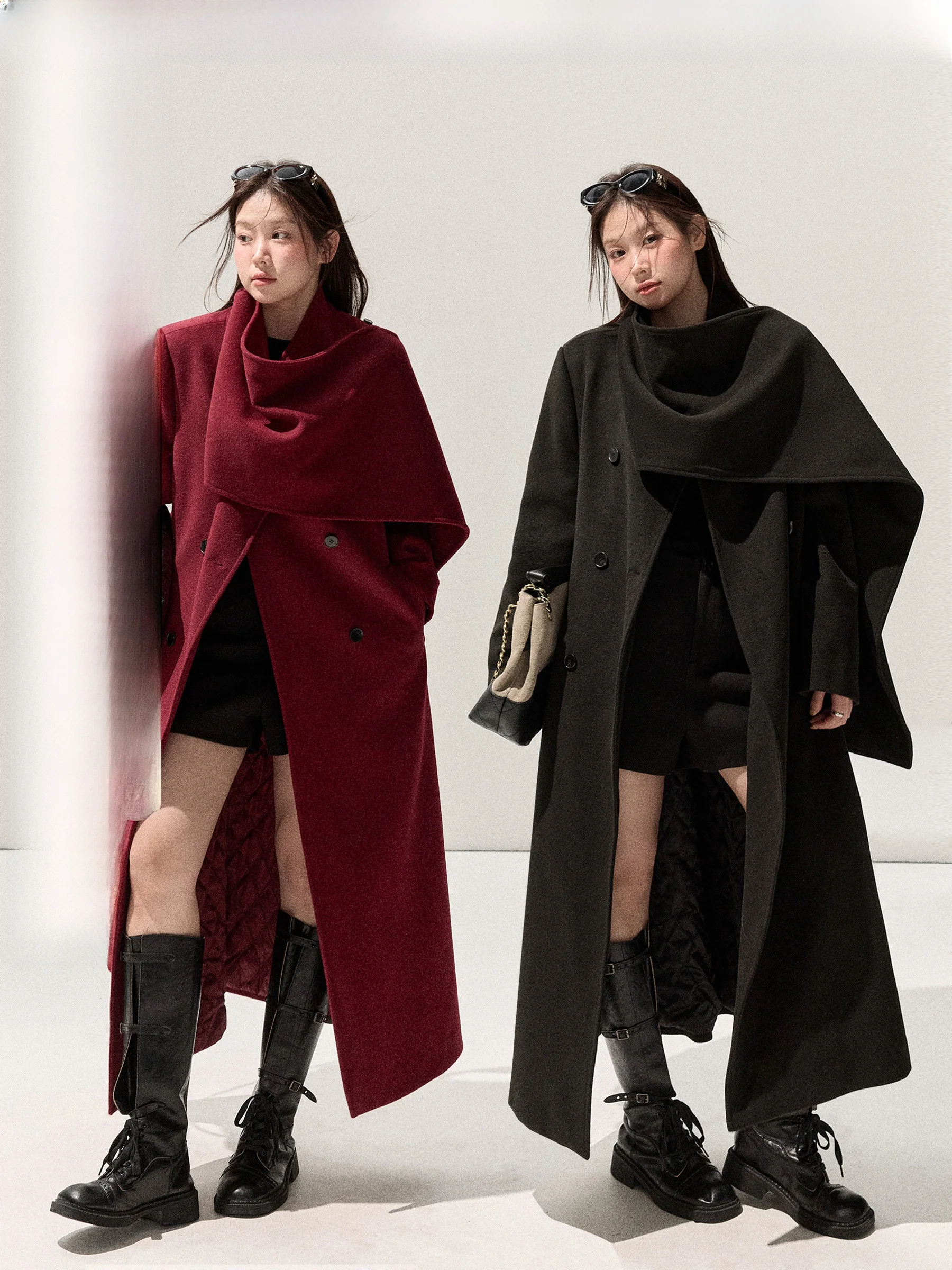 

Шерстяное пальто JULULOOK Studio большого размера с воротником-шарфом, удлиненное, для полных женщин, для повседневной носки, зимняя модная женская верхняя одежда