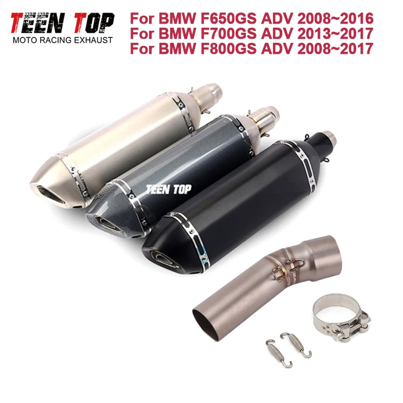 

F700GS ADV Motorcycle Slip-on Exhaust Pipe For BMW F65GS ADV Exhaust Muffler DB Killer F800GS ADV Escape Moto Tailpipe Mid Tube