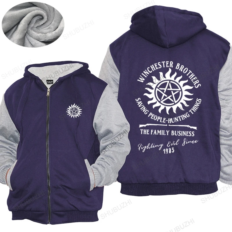 Abrigo cálido de invierno para hombre, tops sueltos, Supernatural Brothers hunun Things, Sudadera con capucha unisex de forro polar, Dean Sam Castiel