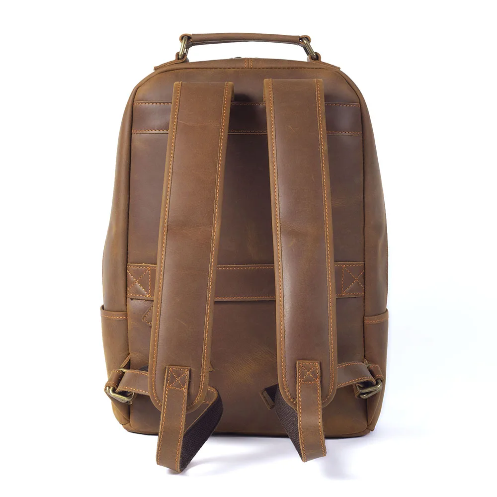 S.WORKER Vintage Echtleder-Rucksack für Herren, Große Laptop-Schultertasche, Klassische Vintage Crazy Horse Reise- und Schultasche – Detail 15