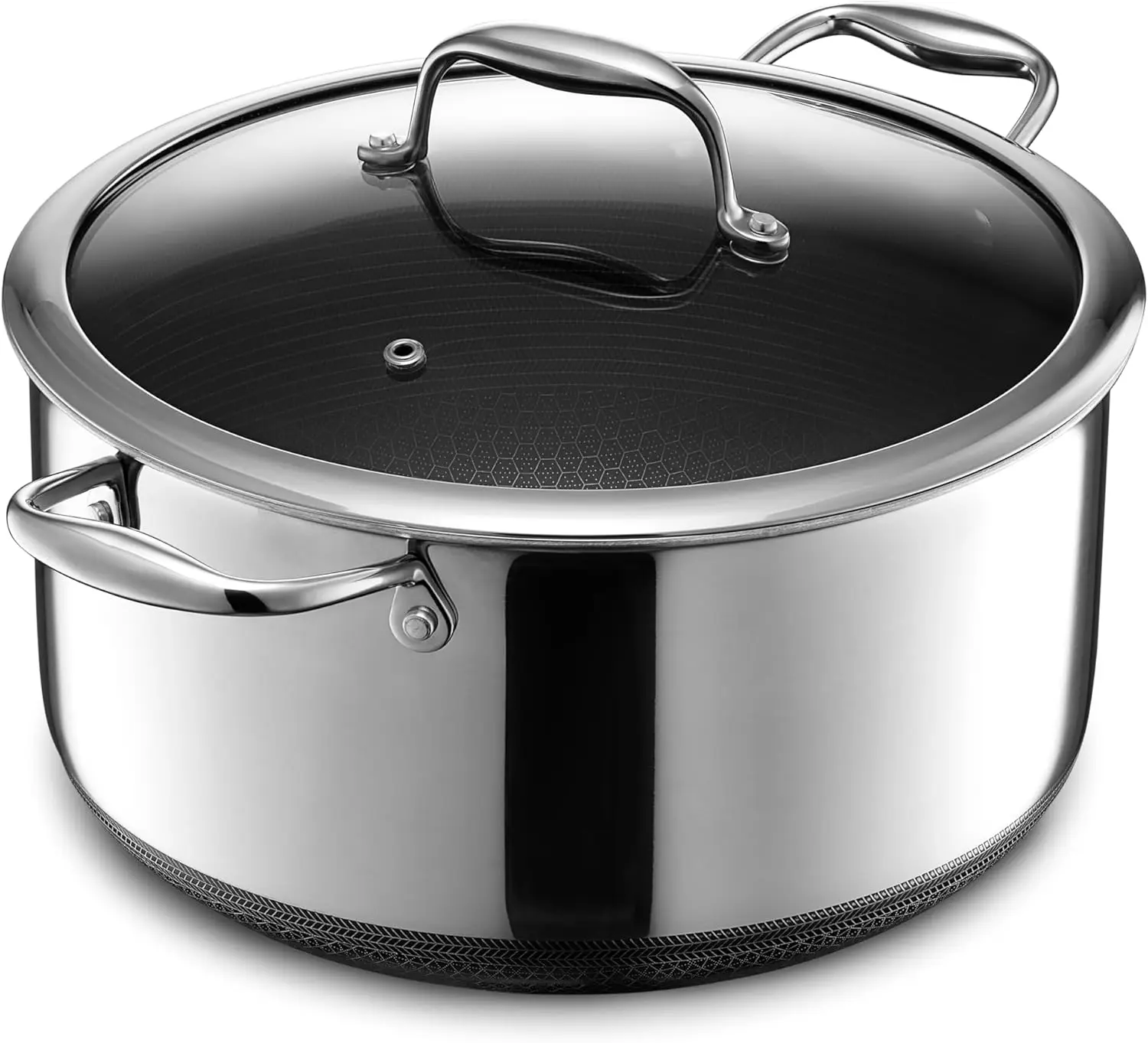 Hybrid Nonstick 8-Quart Stockpot with Tempered Glass Lid, Dishwasher Safe, Induction Ready, Compatible with All Cooktops