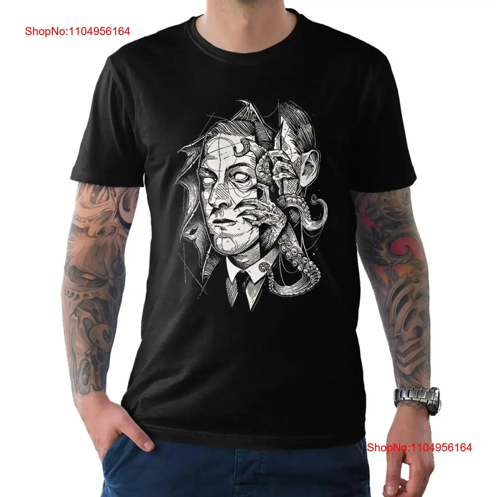 

H P Lovecraft Dark T Shirt Sizes dmm 219 vintage Washed Comfortable streetwear Breathable Unisex designer clothes Stylish