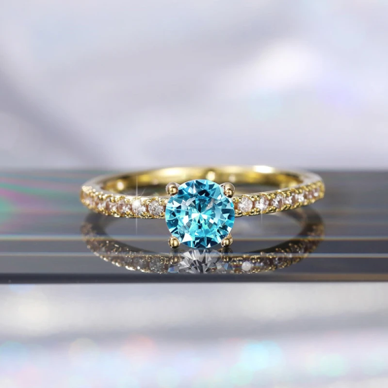 Huitan Klassisches 4-Krallen-Design, rund, Zirkonia, für Damen, Hochzeit, Verlobungsringe, 3 Farben erhältlich, zurückhaltender Brautschmuck, heißer Verkauf – Detail 23