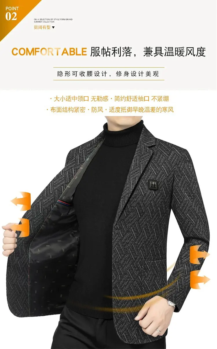Herren-Blazer Modischer Business-Bankett-Tanz-Sänger-Blazer Gestreifter Figurbetonter Lässiger Trendiger Hochzeits-Bankett-Performance-Blazer – Detail 4