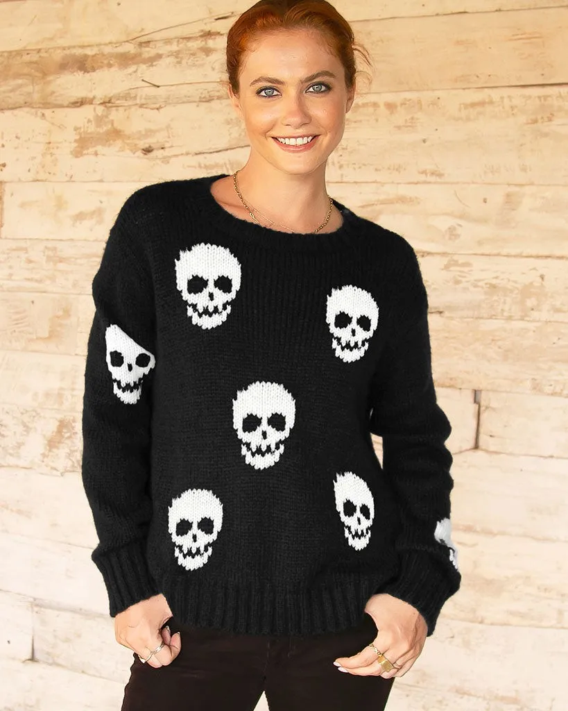 Spooktacular Style: Halloween-themed Polyester Sweater in Black and Khaki - Available in Sizes S-XL!