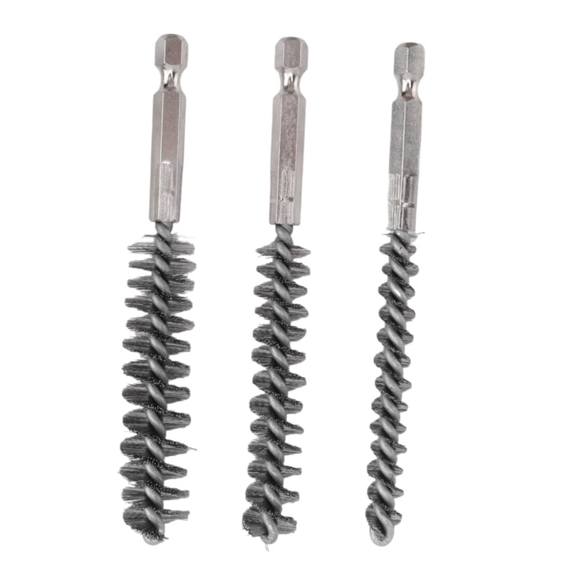 Stainless Steel Hole Brush Bristle Wire Brush Wire Brush Hex For Drill Cleaning (5 Pieces)
