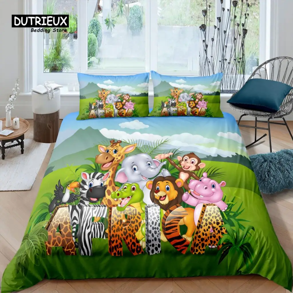 Home Living Luxury 3D Animals Bedding Set Comfortable Duvet Cover Set Kids Bedding Set Queen and King EU/US/AU/UK Size