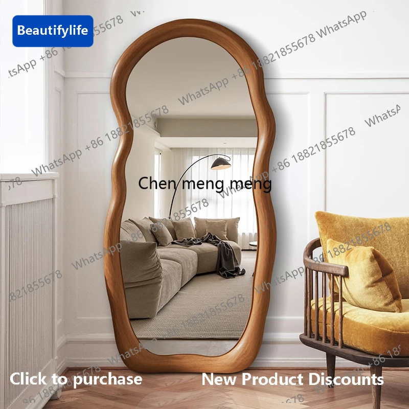 M183 American retro full-length mirror living room floor-to-ceiling full-length mirror against the wall irregular full-length mi