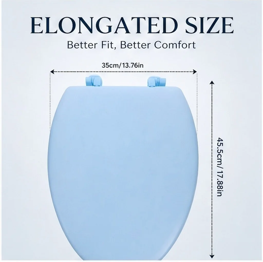 Foam Toilet Seat Soft Cushioned Thick Design Elongated Toilet Seat Replacement Part Bathroom Comfortable Support Cover Easy