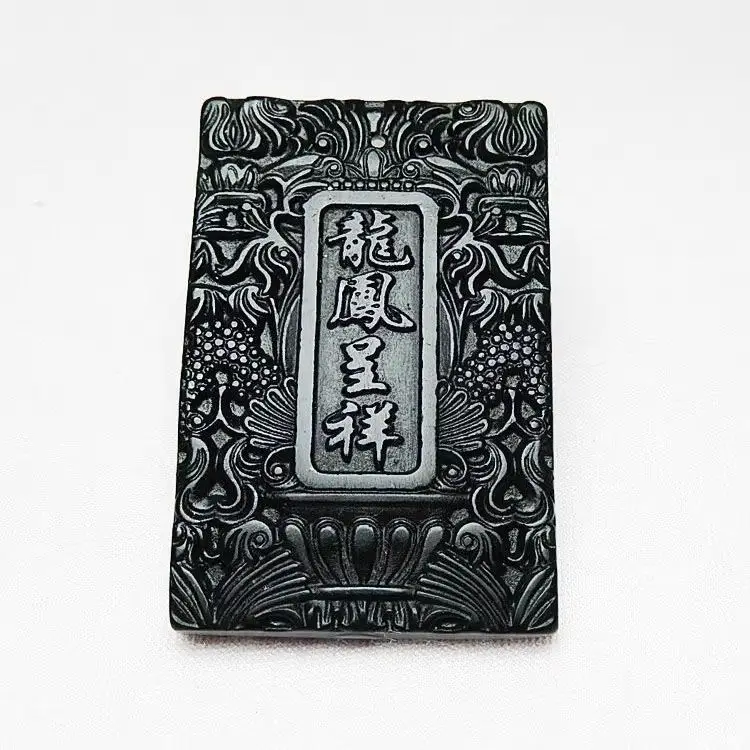 Riding Dragon Guanyin Pendant Dark Green Black Green Jade Dragon Phoenix Chengxiang Brand Men's and Women's Pendant Jade Brand