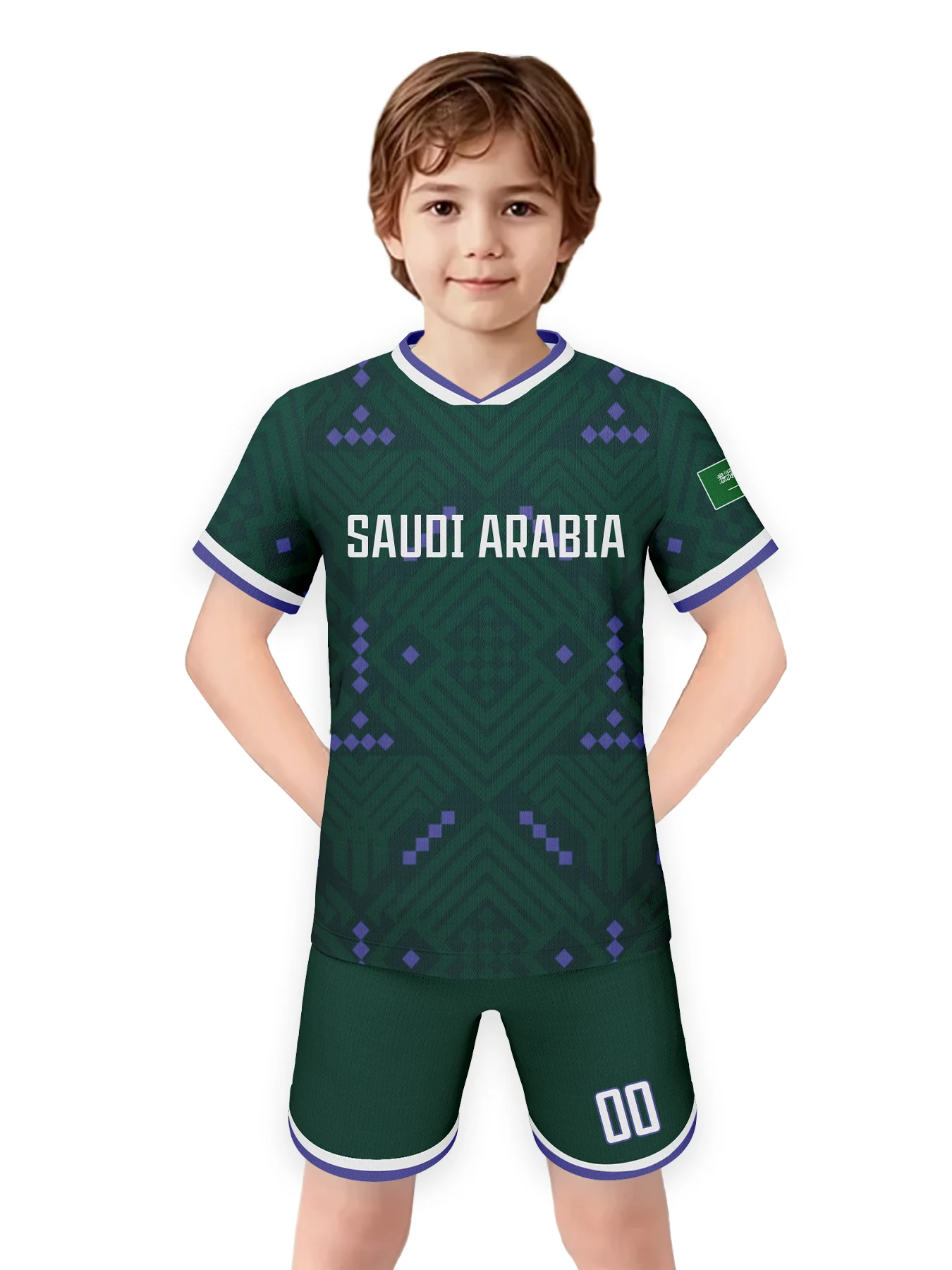 

Индивидуальный детский футбольный комплект для Саудовской Аравии с именем и номером, дышащая тренировочная форма национальной сборной