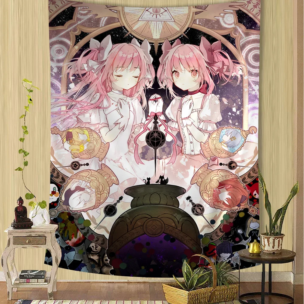 Puella Magi Madoka Magica Cartoon Wandteppich, böhmische Wandteppiche, Mandala, Heimdekoration