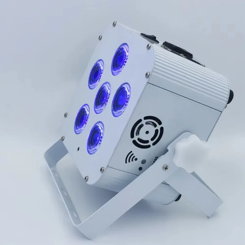 6x18W Wireless Battery LED Par Light 6in1 Uplight RGBWAUV for Wedding & DJ Events DMX Controlled Stage Lights Remote Control