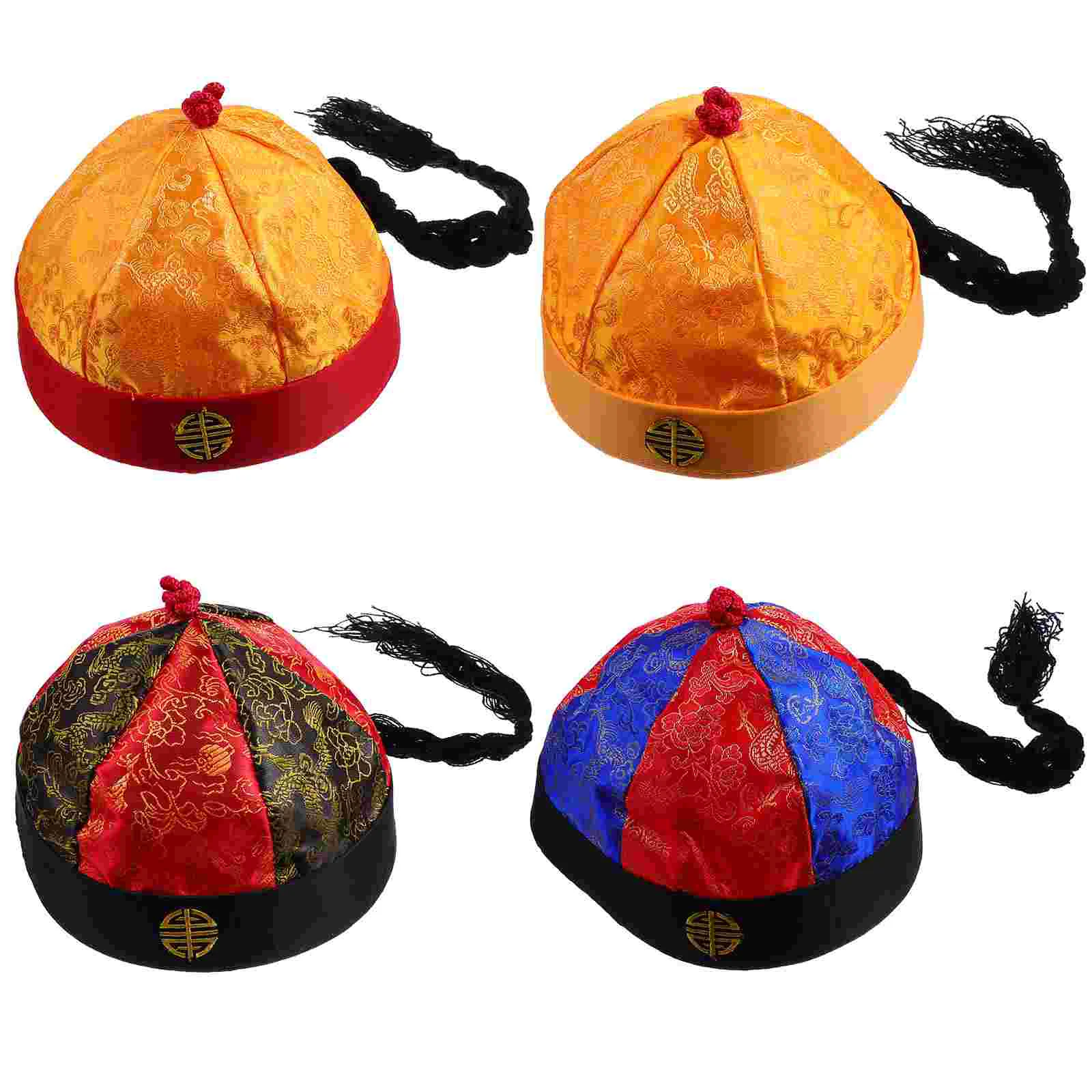 4 Pcs Hat Prince Vintage -wears Performance Supplies Retro Cloth Hats Headband Ancient Chinese Style Qing Dynasty Baby Boy