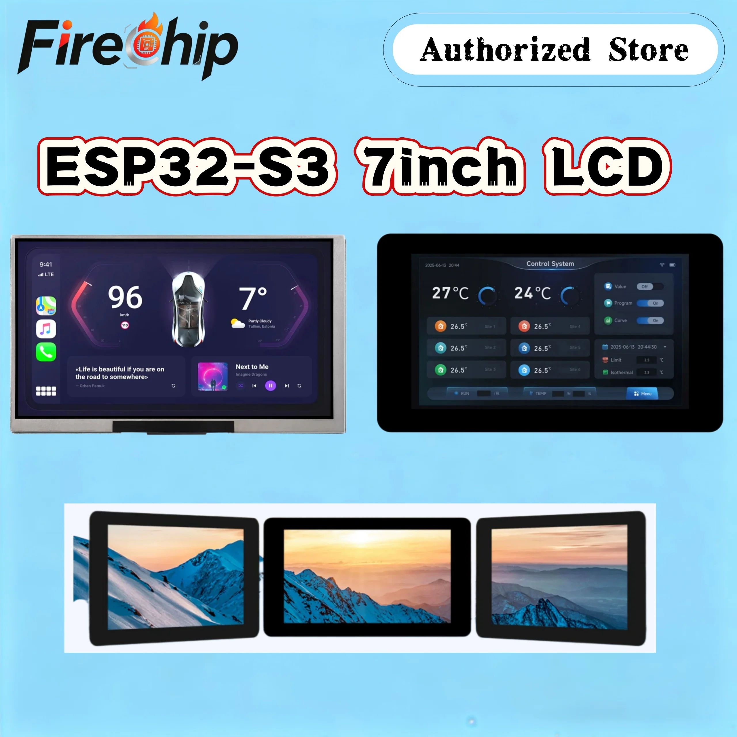 Waveshare ESP32-S3 7inch Display Development Board Type B,ESP32 with Display,1024×600,Optional for Touch,Supports WiFi&Bluetooth