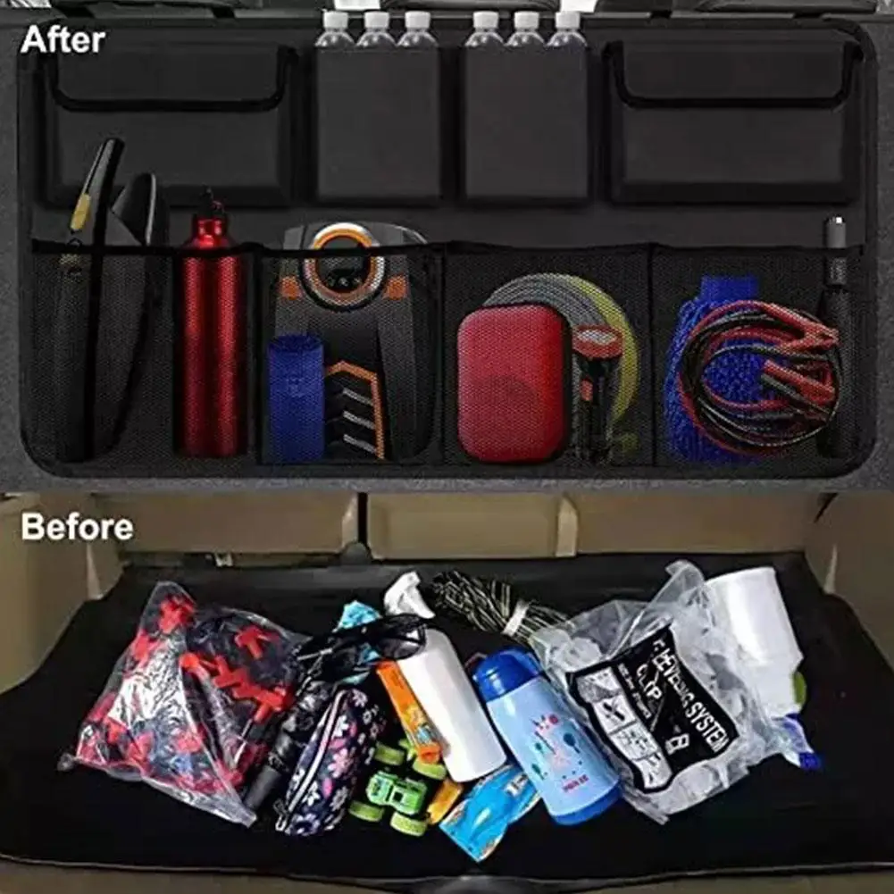 

Car Trunk Car Organisers Backseat Hanging Car Organisers With 8 Large Storage Bag Trunk Organizer For SUV Truck Space Savin K4F3