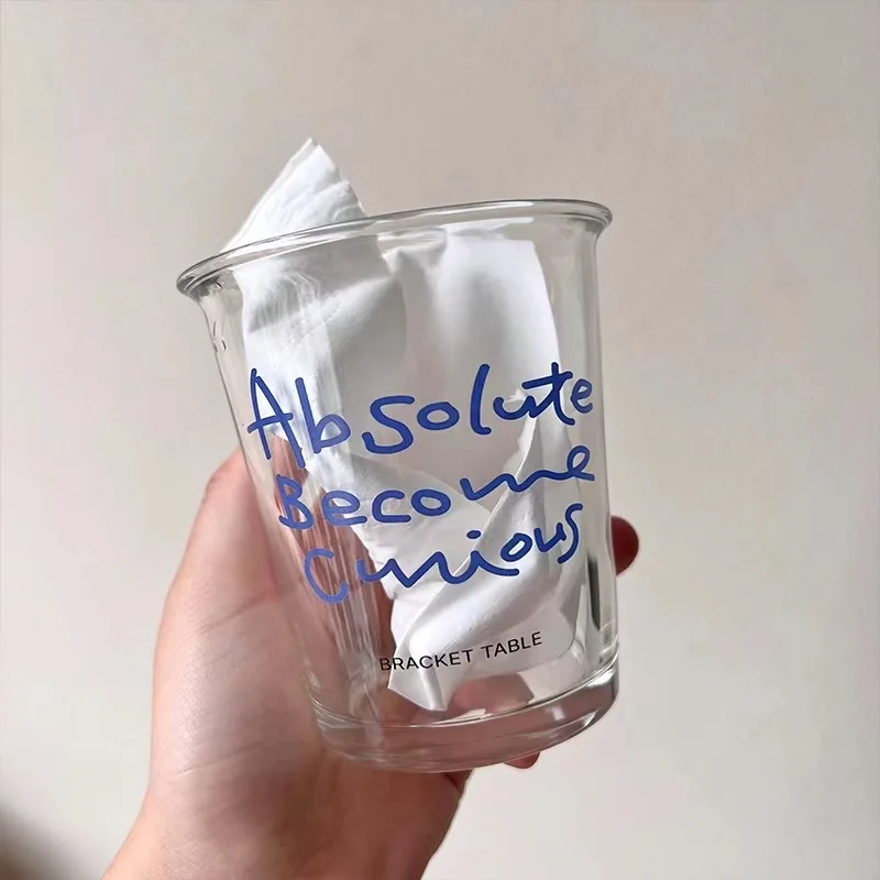 

Ins Transparent Drink Cup Cartoon Glass Cup Milk Juice Cold Water Cup Lemon Soda Juice Cup Lady Cute Gift Coffee Cups