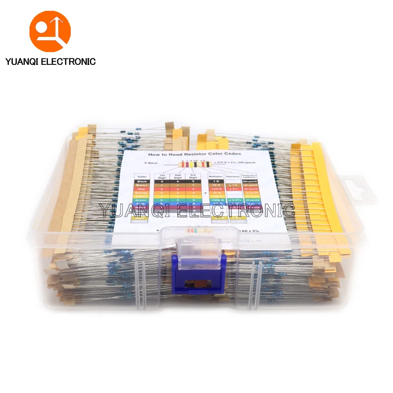 1/4W 1/8W 1/2W 1W 2W Metal Film Resistor Kit 130 Values 0.125W 0.25W 0.5W 1% Resistance Assortment Assorted Set Box