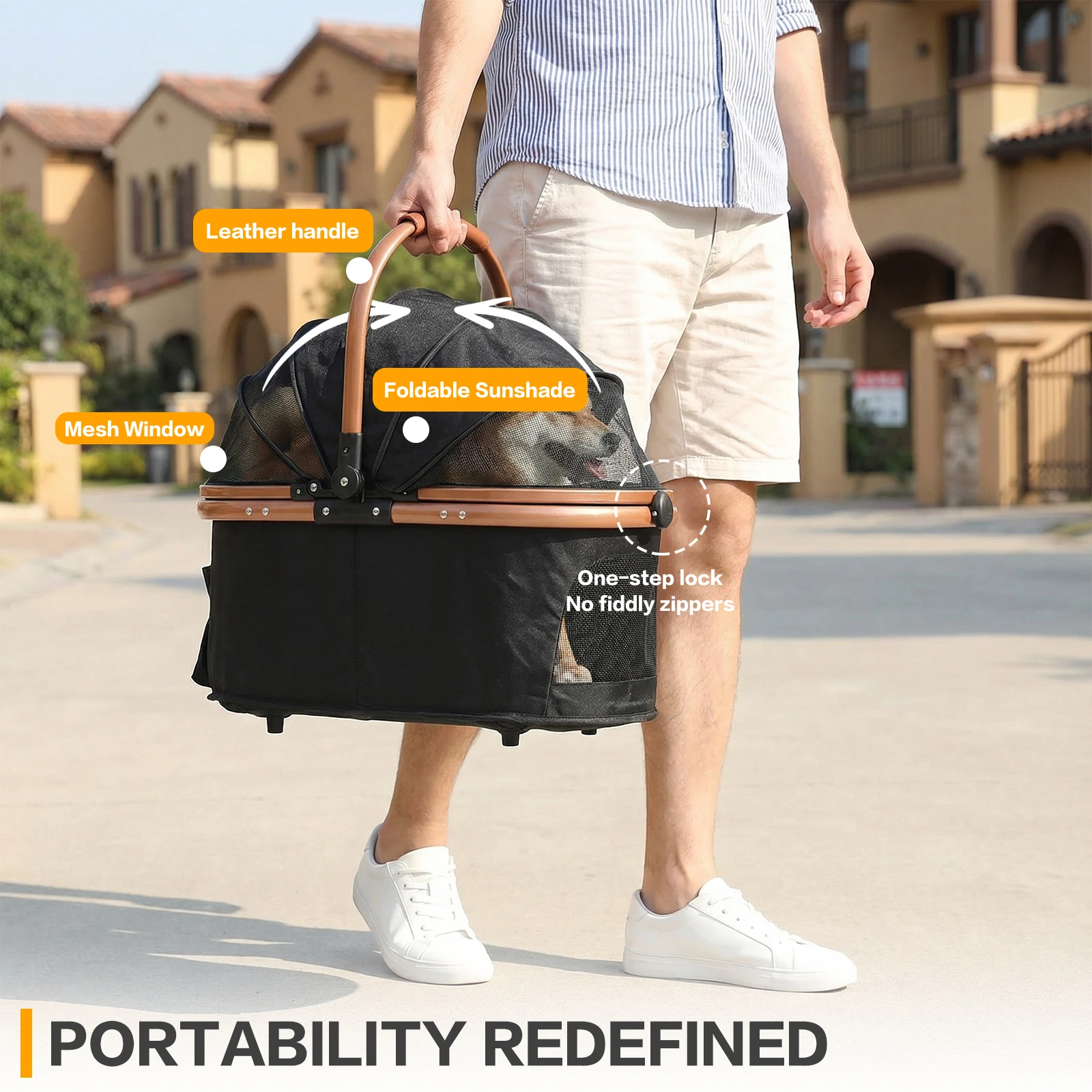 

Pet Stroller All Terrain 4 Wheels Smooth-Ride Dog Stroller with Detachable Carrier Foldable & Ventilated for Large & Medium Dogs