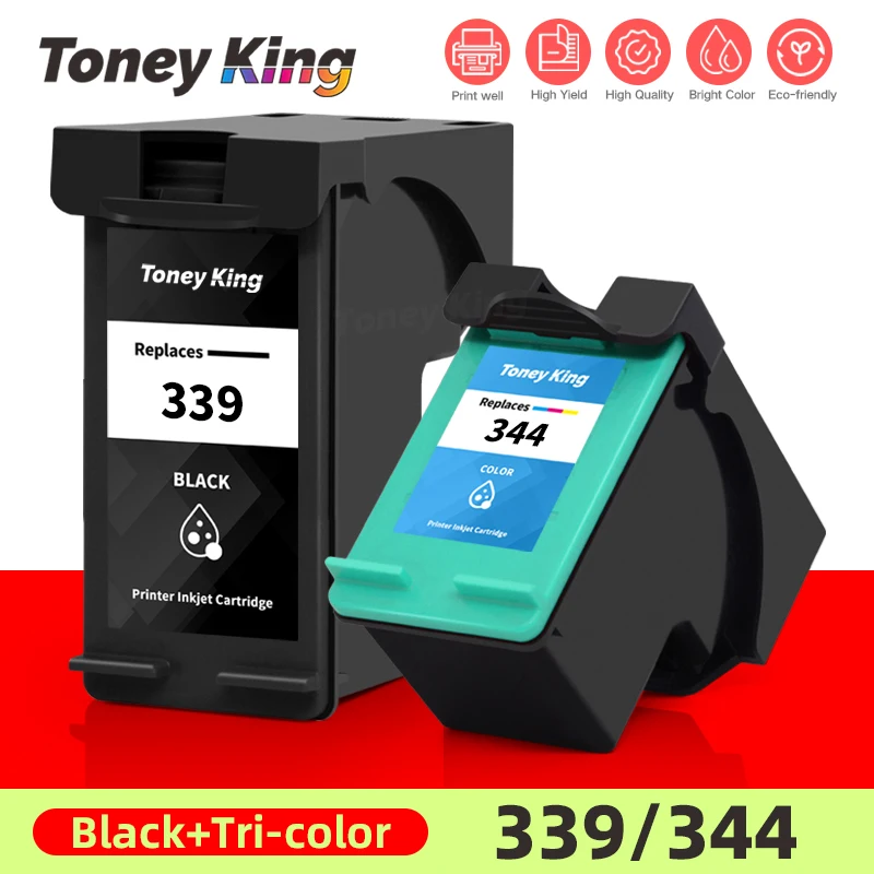 

TONEY KING 339 344 Ink Cartridges Compatible For HP339 Replace For HP344 DeskJet 5740 5745 5940 6520 6540 6540d 6620 6840 9800