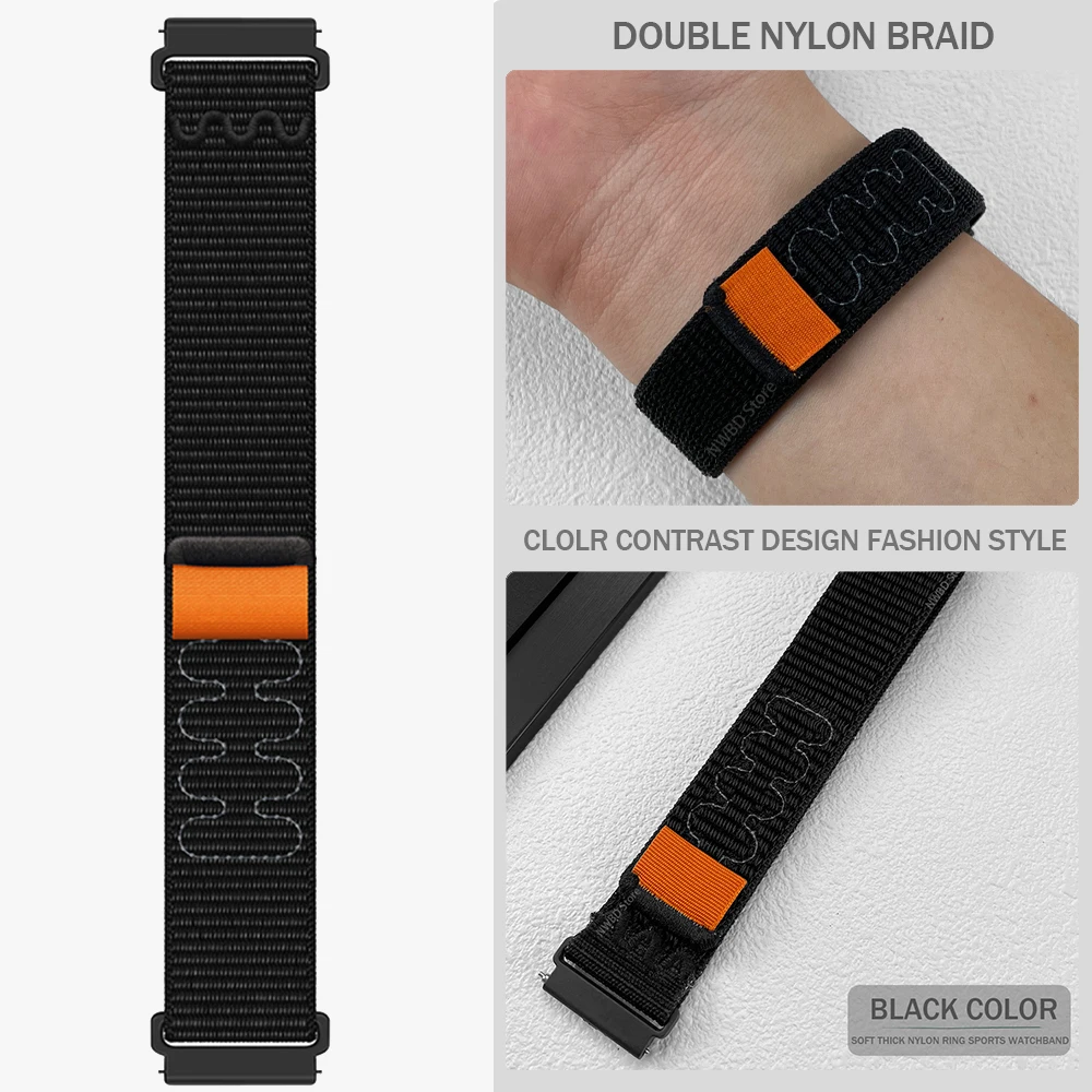 Loop Nylon Band for Garmin Vivoactive4 3 Forerunner 255 255S Music 245 /Venu 2 Plus 2S/ Bracelet Watch Strap 22mm 20mm Watchband