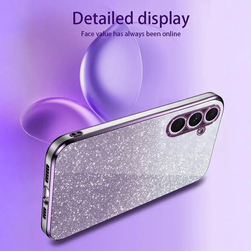 Per Samsung Galaxy A54 A53 A52 A55 A13 A34 A33 A24 A52S A14 5G 4G custodia Glitter placcatura di lusso Cover trasparente antiurto per telefono