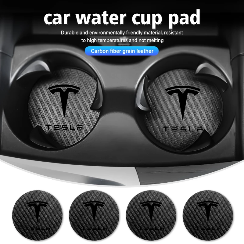 2pcs Car Anti Slip Mat Coaster Water Cup Slot Accessories For Tesla Model Y 3 S X Roadster Bonina