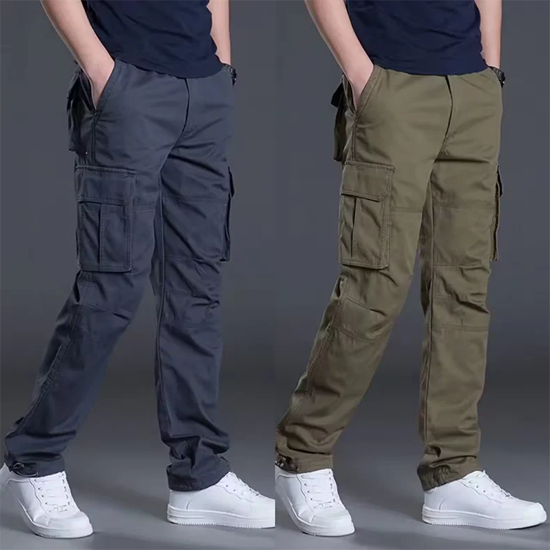 Herren Baumwoll-Arbeitshosen Taktische Militär-Wanderhosen Outdoor-Hosen mit 6 Taschen Elastischer Bund – Detail 2