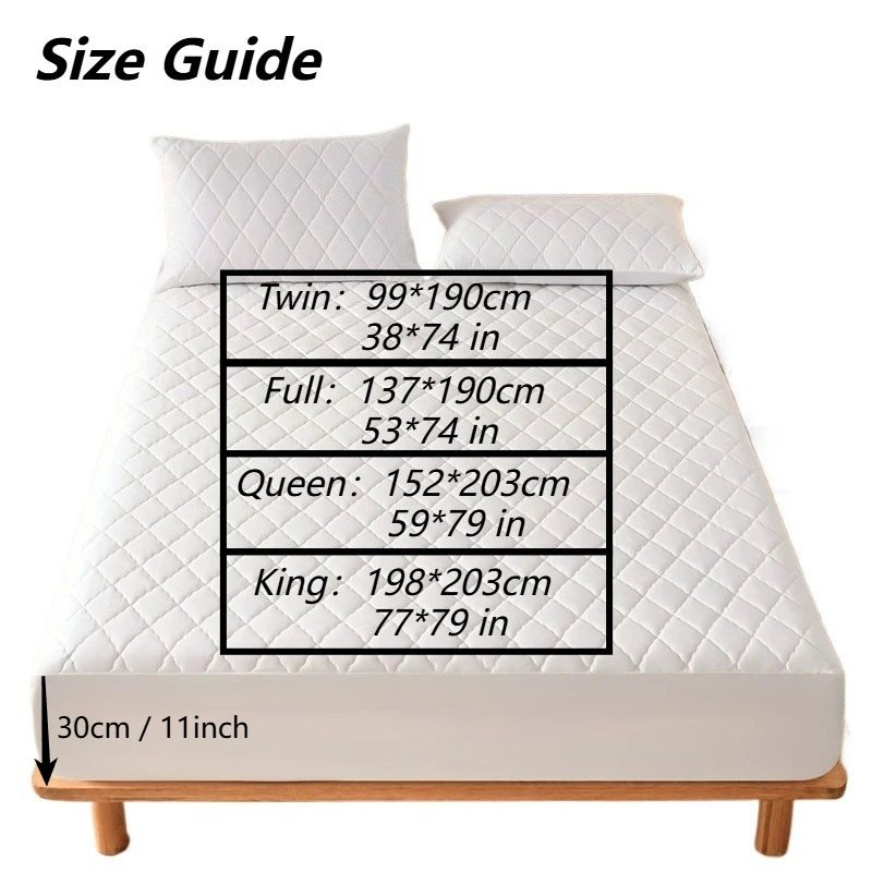 MEICARE 1pc High-Quality Thickened High Quality Fitted Sheet Single Piece Solid Color Rhombus Pattern Mattress Protector