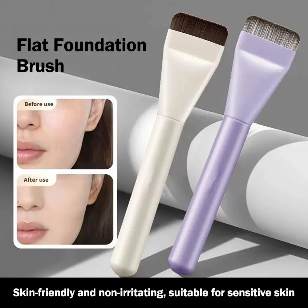 1/2 pçs escova de fundação de cabeça plana profissional ultra-fino cabeça de escova traceless pincel de maquiagem ferramentas cosméticas