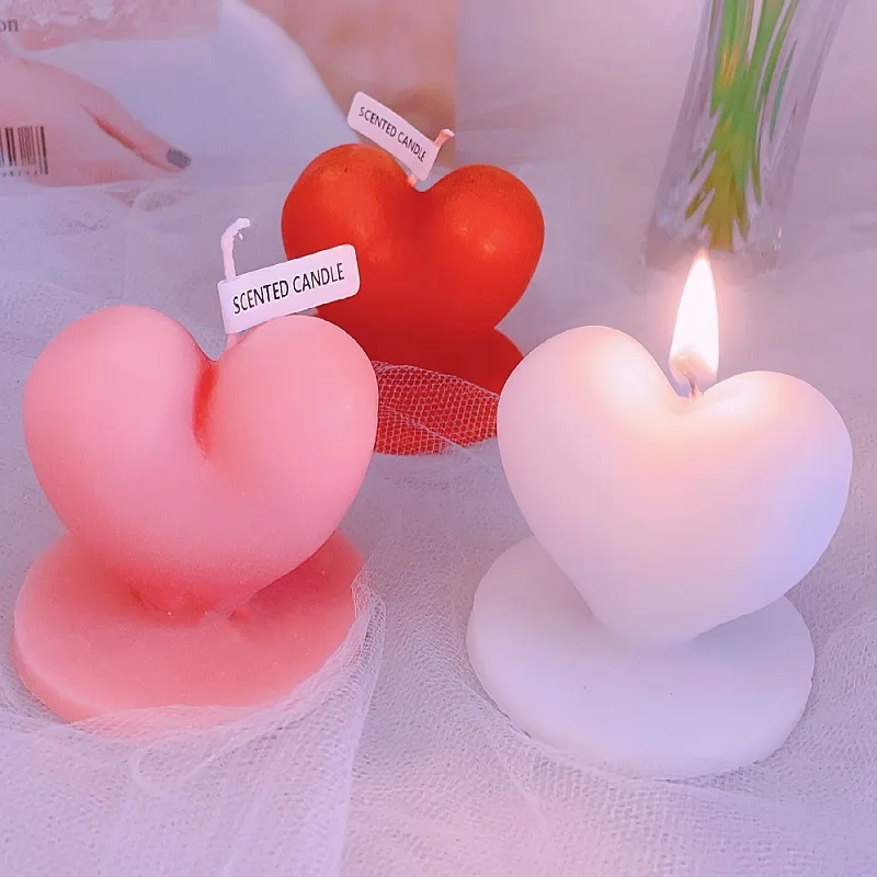 Y Soy Wax Three-dimensional Love Scented Candles Valentine's Day Gifts for Girlfriend Wife Heart-shaped Wedding Party Ornaments