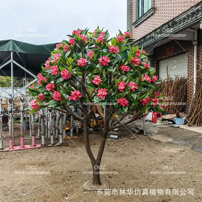 Red simulated frangipani tree, wedding layout garden landscaping simulated frangipani tree, realistic simulation tree