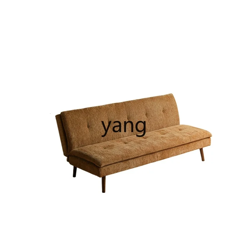 LH  folding dual-purpose sofa bed retro double reclining study simple armless fabric sofa