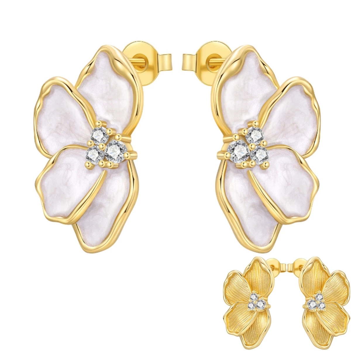 

Orstarry S925 Sterling Silver Beautiful White Flower Stud Earrings For Lady S925 Jewelry Party Anniversary Trendy Original Gifts