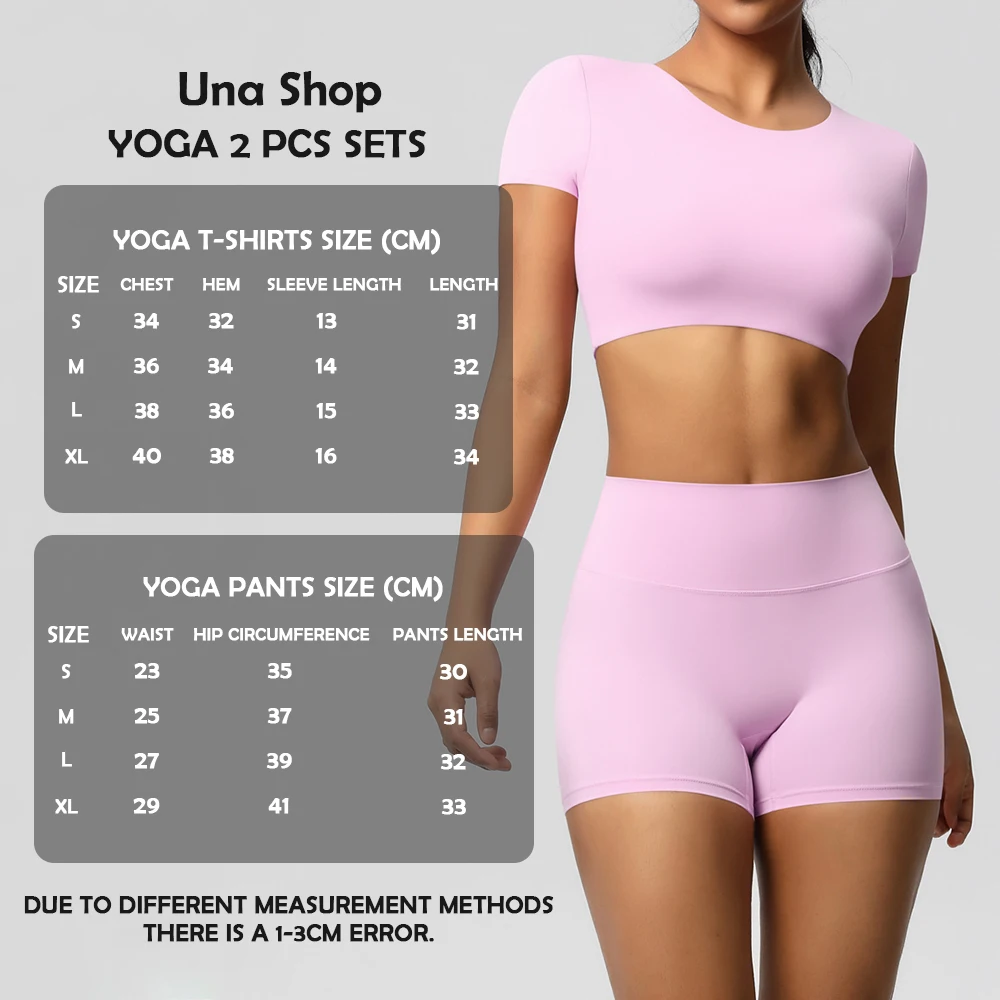 

Una-Shop 2 Pcs Yoga Suits for Fitness Quick Dry Sports Set for Women Gym Outfit Short T-Shirts Push Up Shorts Workout Sportswear