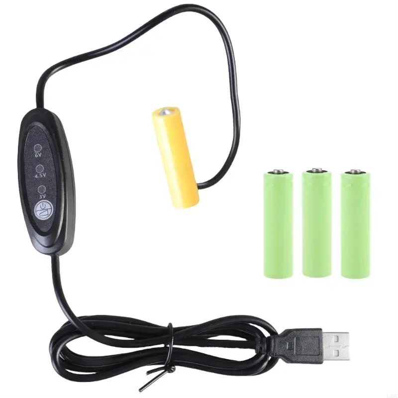 A3PC USB AA Battery Eliminators Cable 5V 2A to 3V 4.5V 6V 5W AA LR6 Power Supply Converter for LED Lights and Remote