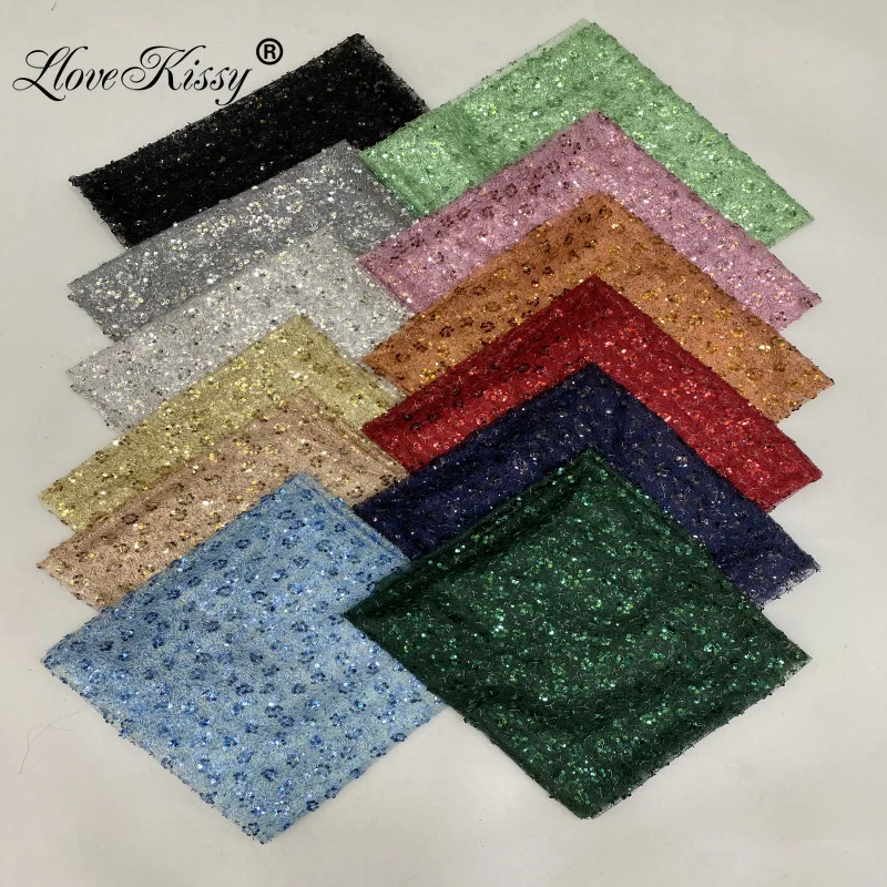 

Hot Selling Mesh Embroidery 5MM Sequin Fabric DIY Fashion Skirt Party Wedding Dress Popular Glitter Fabric Width 125CM