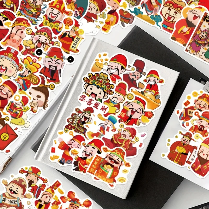 50pcs Traditional God of wealth decorative stickers for New Year gift party decors Back to school laptop cellphone case