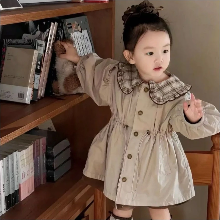 

2025 New Design Autumn and Spring Baby Girls' Double Sided Wear Windbreaker Fashion and Beautiful Kids Coat