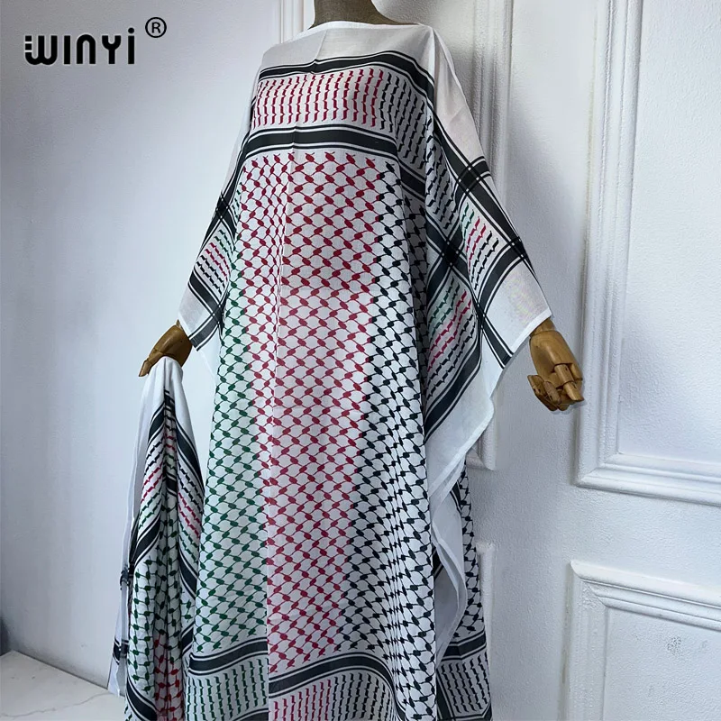 WINYI classic dresses with scarf 2 piece set Kaftan maxi dresses loose fashion Streetwear luxury abaya muslim woman dubai عبايا