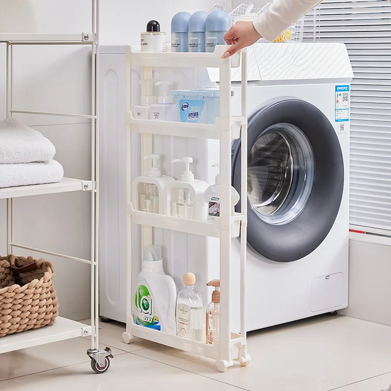 1 Pc Narrow Shelf Behind Bathroom Door Toilet Gap Floor Trolley Bathroom Seam Shelf Door Storage Artifacts Bathroom Organizer